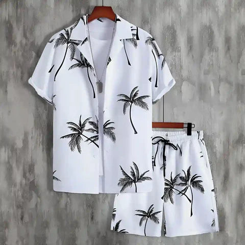 Stessil - Herren-Set aus Hawaiihemd und Shorts mit Kordelzug