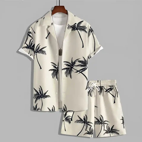 Stessil - Herren-Set aus Hawaiihemd und Shorts mit Kordelzug