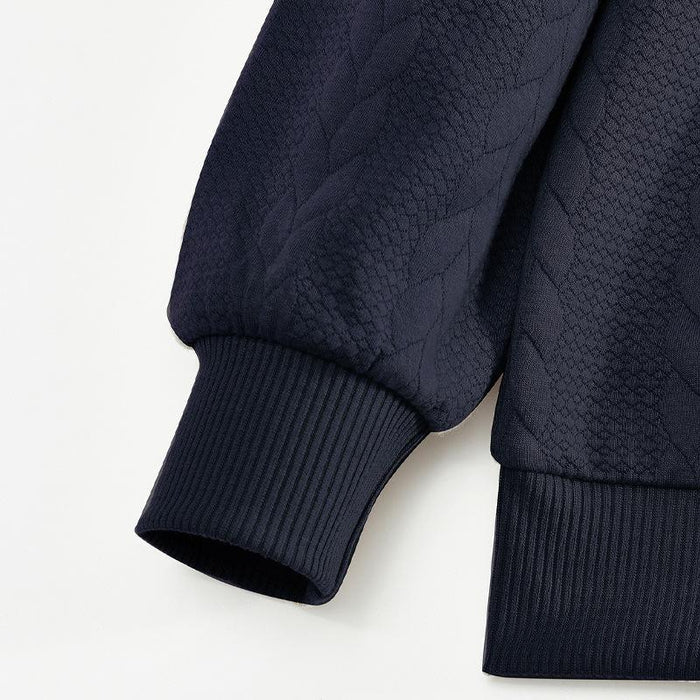 Men's Collar Zipper Loose Jacquard Sweatshirt