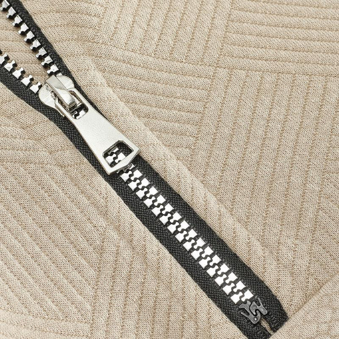 Men's Collar Zipper Loose Jacquard Sweatshirt